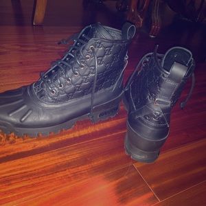 Black Gucci Lace Up Boots